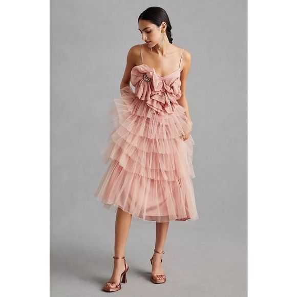 Anthropologie Kavita Bhartia Rosette Tiered Tulle Gown - Picture 2 of 11